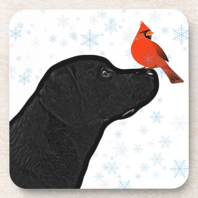 Black Labrador Christmas Coaster (Front)