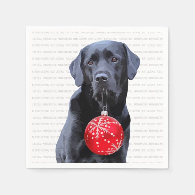 Black Labrador Christmas - Cute Dog Puppy Napkin (Front)