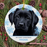 Black Labrador Christmas Cute Pet Puppy Dog Ceramic Tree Decoration<br><div class="desc">Decorate your tree and celebrate your labrador with this adorable My First Christmas - Black Lab Christmas ornament. Ornament is double sided, personalise with name one side, and year the other side. This black labrador christmas ornament will be a favourite among labrador lovers. Visit our Merry Everything ~ Happy Always...</div>