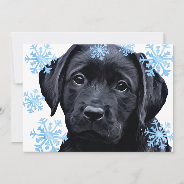 Black Labrador Christmas - Cute Puppy Black Lab Holiday Card (Front)