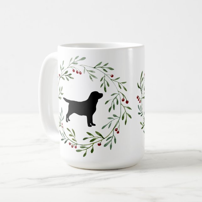 Black Labrador Christmas Elegant Retriever Dog Coffee Mug (Front Left)