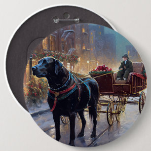 Black Labrador Christmas Festive Season  6 Cm Round Badge