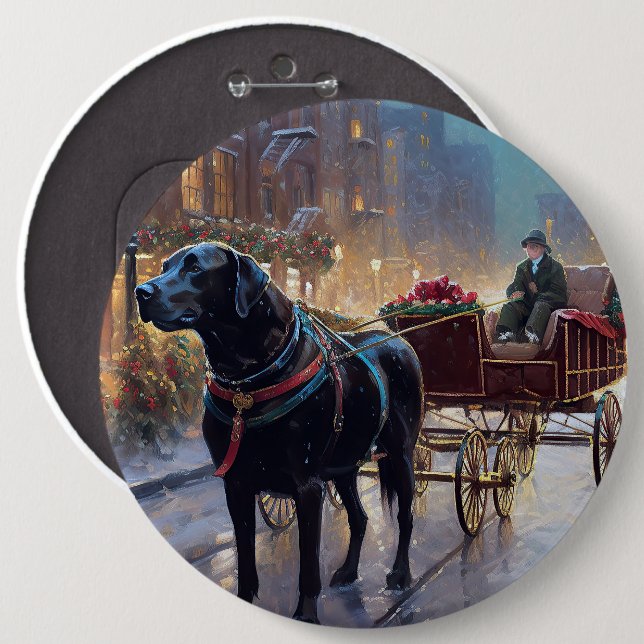 Black Labrador Christmas Festive Season  6 Cm Round Badge (Front & Back)