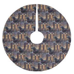 Black Labrador Christmas Festive Season  Brushed Polyester Tree Skirt