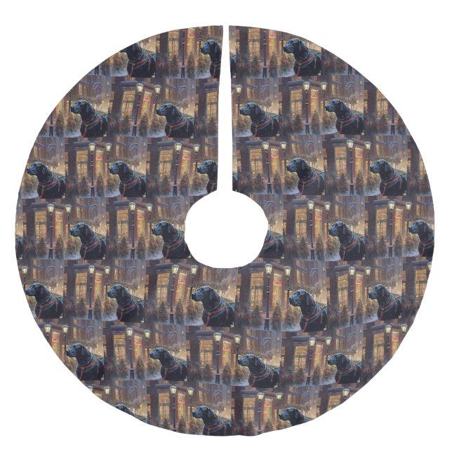 Black Labrador Christmas Festive Season  Brushed Polyester Tree Skirt (Front)