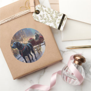 Black Labrador Christmas Festive Season  Classic Round Sticker