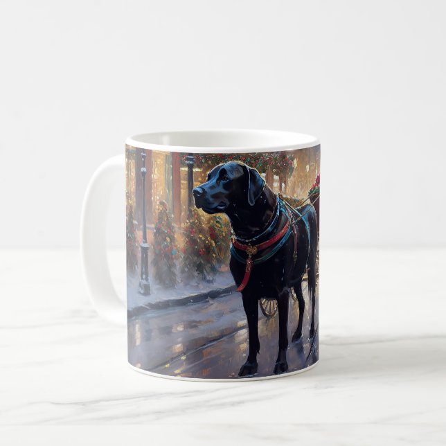Black Labrador Christmas Festive Season  Coffee Mug (Front Left)