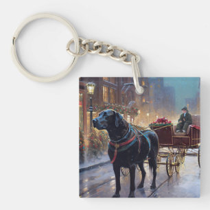 Black Labrador Christmas Festive Season Key Ring