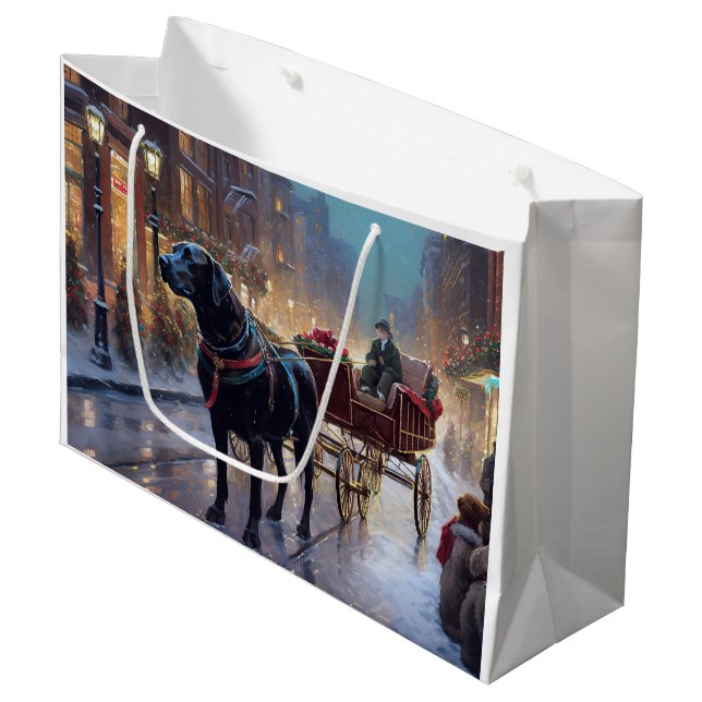 Black Labrador Christmas Festive Season  Large Gift Bag (Front Angled)