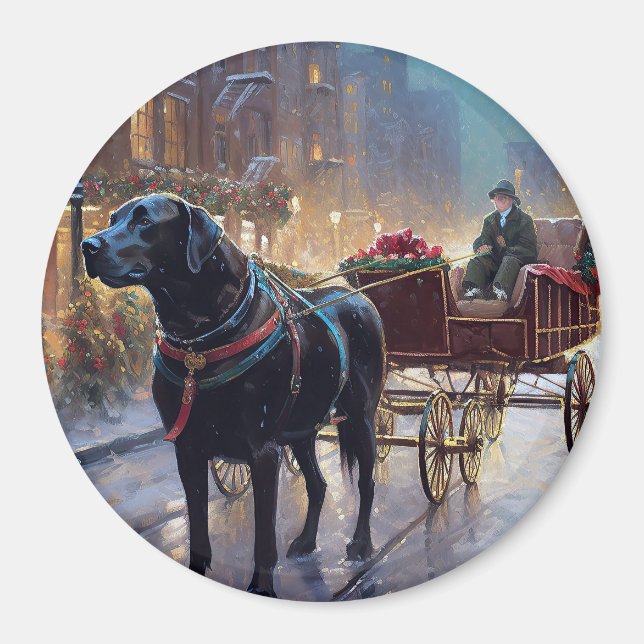 Black Labrador Christmas Festive Season  Magnet (Front)