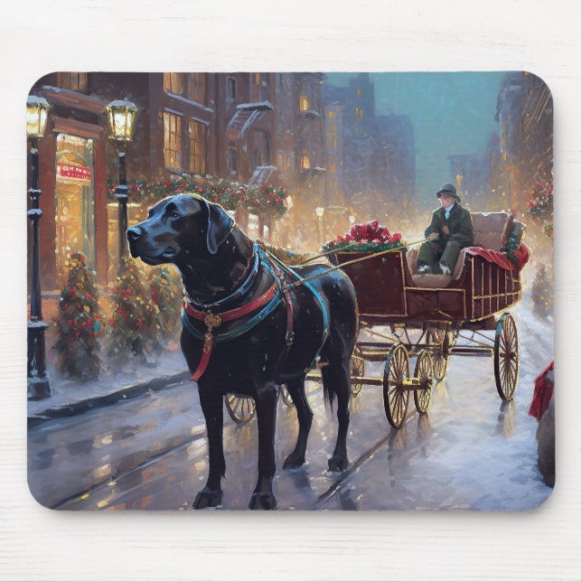 Black Labrador Christmas Festive Season  Mouse Mat (Front)