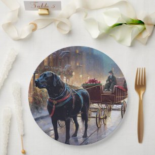 Black Labrador Christmas Festive Season  Paper Plate