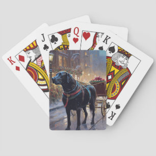 Black Labrador Christmas Festive Season Playing Cards