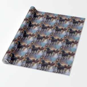 Black Labrador Christmas Festive Season  Wrapping Paper