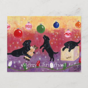 Black Labrador Christmas Holiday Postcard