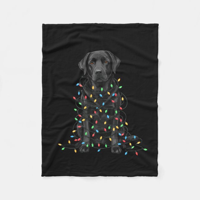 Black Labrador Christmas I'm Fine Everything Is Fi Fleece Blanket (Front)