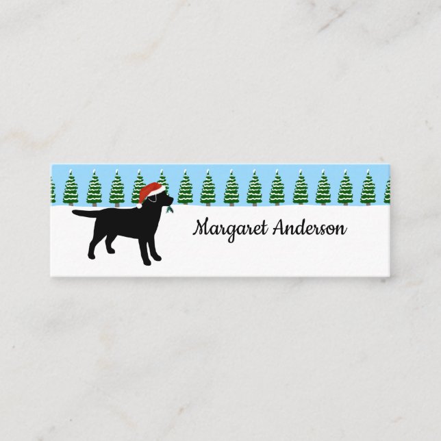 Black Labrador Christmas Santa Bookmark Mini Business Card (Front)