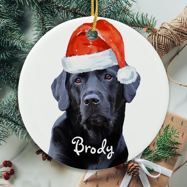 Black Labrador Christmas Santa Dog Labrador Ceramic Tree Decoration (Creator Uploaded)