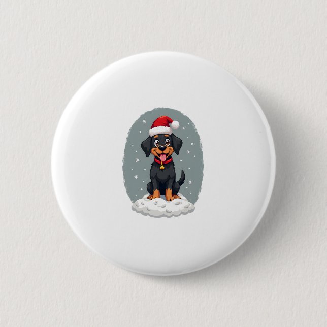 Black Labrador Christmas Santa Hat Xmas Pajama T-S 6 Cm Round Badge (Front)