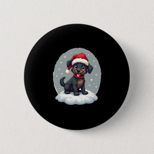 Black Labrador Christmas Santa Hat Xmas Pajama T-S 6 Cm Round Badge