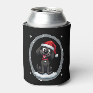 Black Labrador Christmas Santa Hat Xmas Pajama T-S Can Cooler