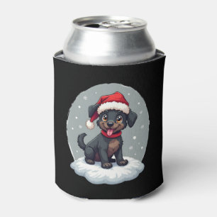 Black Labrador Christmas Santa Hat Xmas Pajama T-S Can Cooler
