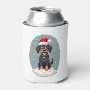 Black Labrador Christmas Santa Hat Xmas Pajama T-S Can Cooler