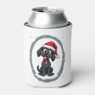 Black Labrador Christmas Santa Hat Xmas Pajama T-S Can Cooler