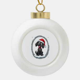 Black Labrador Christmas Santa Hat Xmas Pajama T-S Ceramic Ball Christmas Ornament