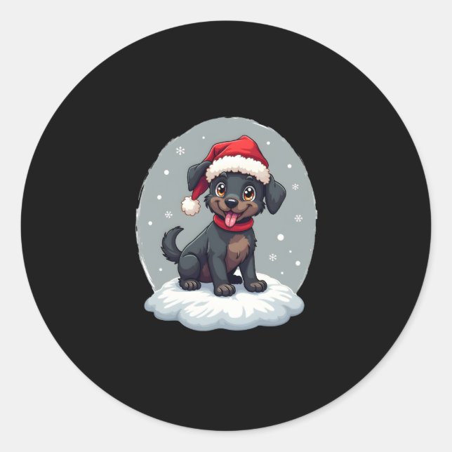 Black Labrador Christmas Santa Hat Xmas Pajama T-S Classic Round Sticker (Front)