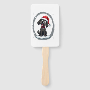 Black Labrador Christmas Santa Hat Xmas Pajama T-S Hand Fan