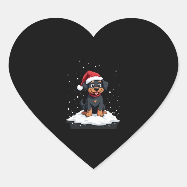 Black Labrador Christmas Santa Hat Xmas Pajama T-S Heart Sticker (Front)