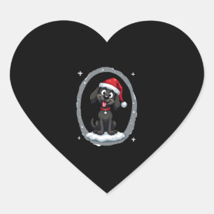 Black Labrador Christmas Santa Hat Xmas Pajama T-S Heart Sticker