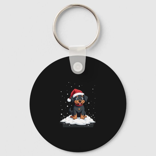Black Labrador Christmas Santa Hat Xmas Pajama T-S Key Ring (Front)