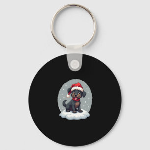Black Labrador Christmas Santa Hat Xmas Pajama T-S Key Ring