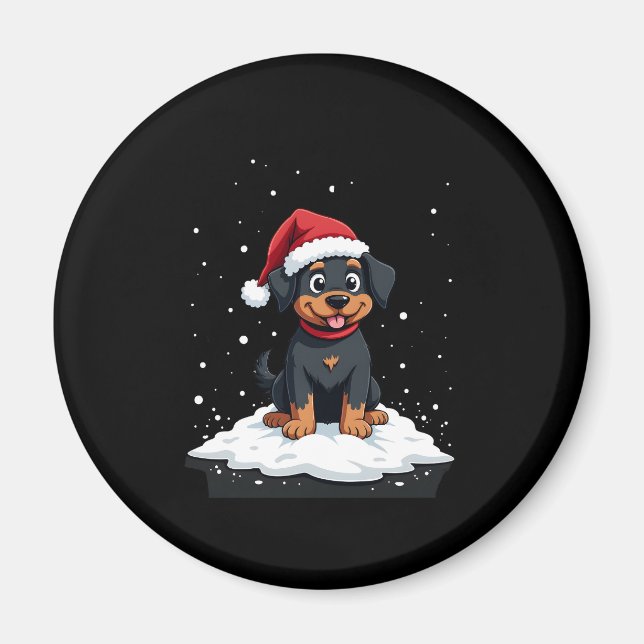 Black Labrador Christmas Santa Hat Xmas Pajama T-S Magnet (Front)