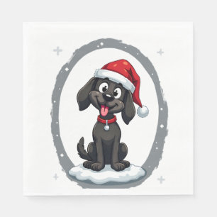 Black Labrador Christmas Santa Hat Xmas Pajama T-S Napkin