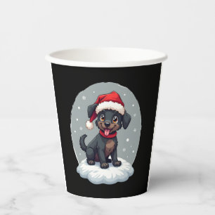 Black Labrador Christmas Santa Hat Xmas Pajama T-S Paper Cups