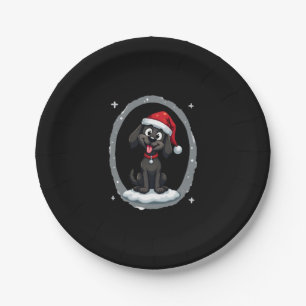Black Labrador Christmas Santa Hat Xmas Pajama T-S Paper Plate