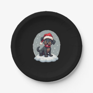 Black Labrador Christmas Santa Hat Xmas Pajama T-S Paper Plate