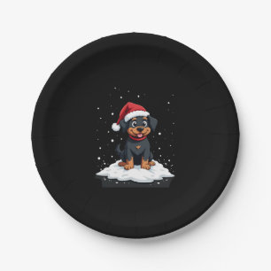 Black Labrador Christmas Santa Hat Xmas Pajama T-S Paper Plate