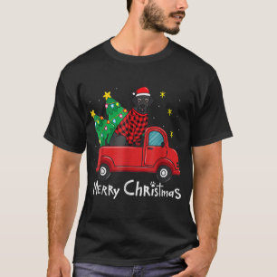 Black Labrador Christmas Truck Tree Red Plaid Dog T-Shirt