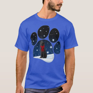 BLACK Labrador Christmas Winter Snow Paw T-Shirt