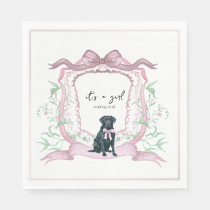 Black Labrador Coquette Pink Customisable Crest  Napkin