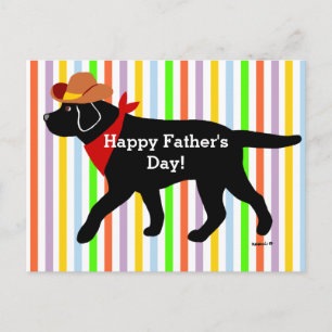 Black Labrador Cowboy Cartoon Postcard