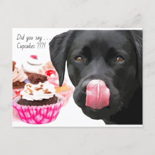 Black Labrador Cupcake - Dog Birthday - Black Lab Postcard