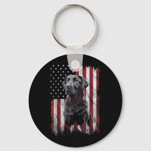 Black Labrador Dad Mum America 4th of July Key Ring