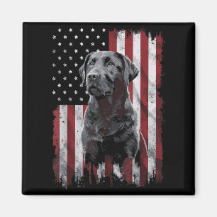 Black Labrador Dad Mum America 4th of July Magnet