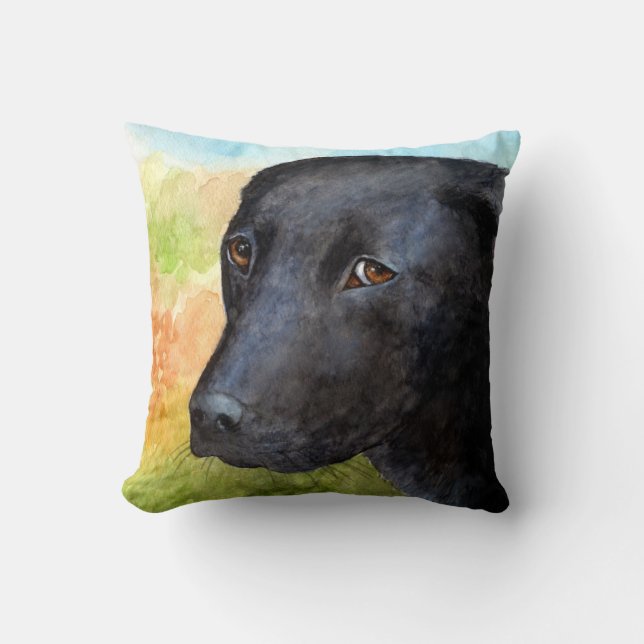 Black Labrador Dog 115 Cushion (Front)