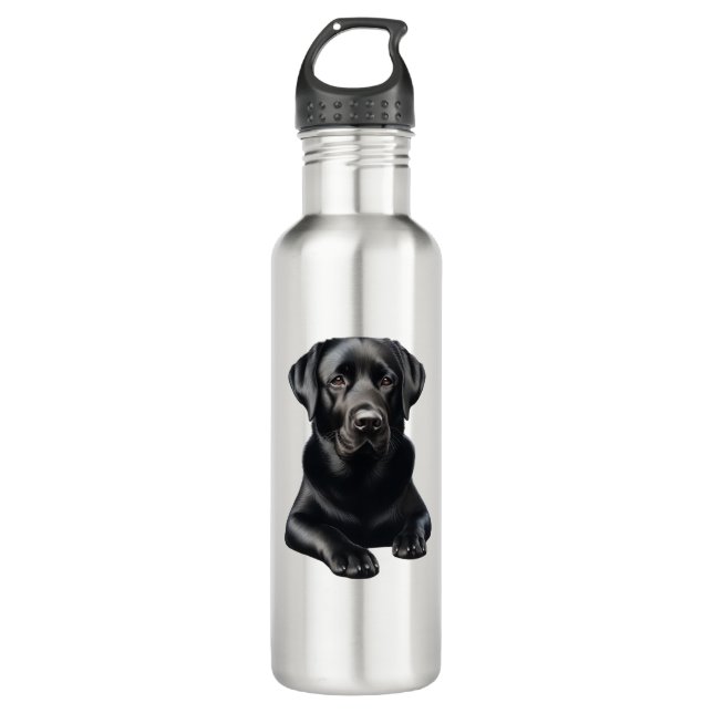 Black Labrador Dog 710 Ml Water Bottle (Front)